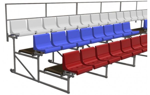 Трибуна трехрядная 170 мест мобильная (пластик.сиденья триколор) ФСИ 6525 600_380