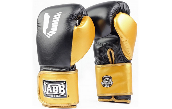 Перчатки боксерские (иск.кожа) 8ун Jabb JE-4081/US Ring черный\золото 600_380