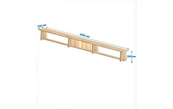 Скамейка гимнастическая 3500мм (щит.сосна) ножки дерево Dinamika 600_380