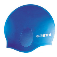 Шапочка для плавания Atemi силикон (c ушами), EC104 синяя