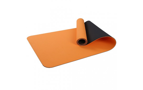 Коврик для фитнеса и йоги Larsen TPE двухцветный оранж/черный 183х61х0,6см 600_380