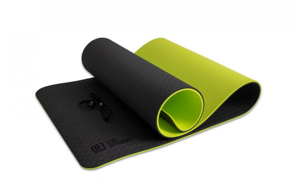 Коврик для йоги Original Fit.Tools FT-YGM10-TPE-BG 10 мм двухслойный TPE черно-зеленый 600_380
