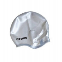 Шапочка для плавания Atemi силикон (c ушами), EC103 серебро