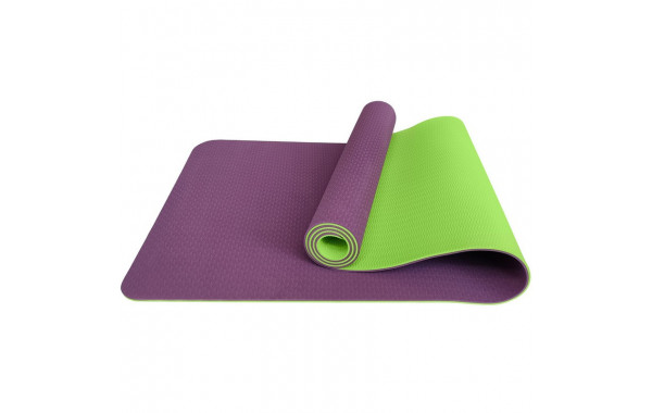 Коврик для йоги 183x61x0,6 см Sportex ТПЕ E33588 фиолетово\салатовый 600_380