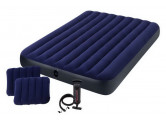 Надувной матрас Intex Classic Downy Airbed Fiber-Tech, 152х203х25см с подушками и насосом 64765