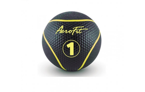 Набивной мяч 1 кг Aerofit AFMB1 черный\ желные полоски 600_380