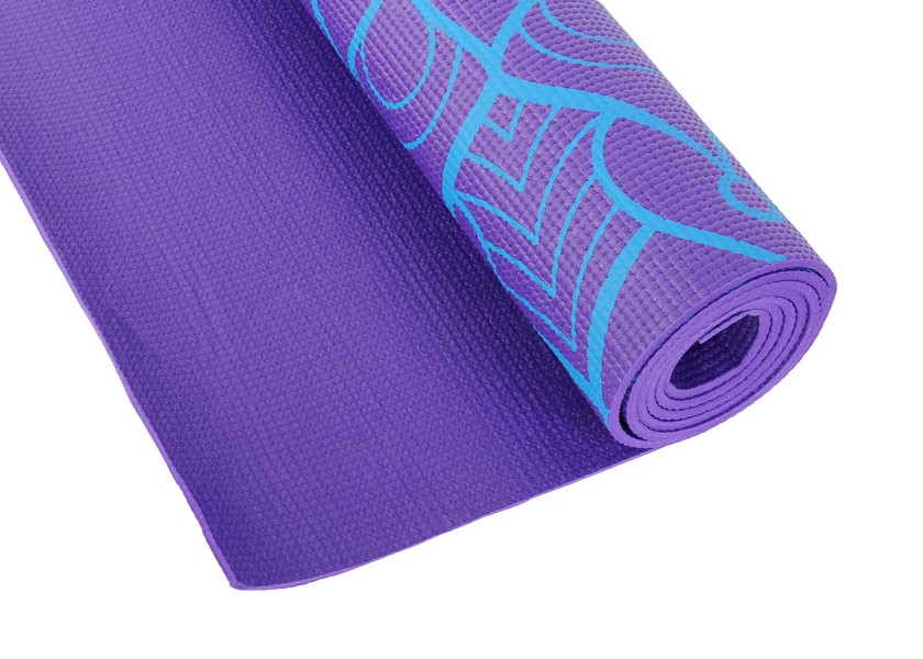 Коврик для фитнеса и йоги Larsen PVC 173х61х0,5см фиолетовый с принтом 840_600