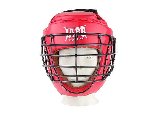 Шлем для рукопашного боя с защитной маской .(иск.кожа) Jabb JE-6012, красный 500_375