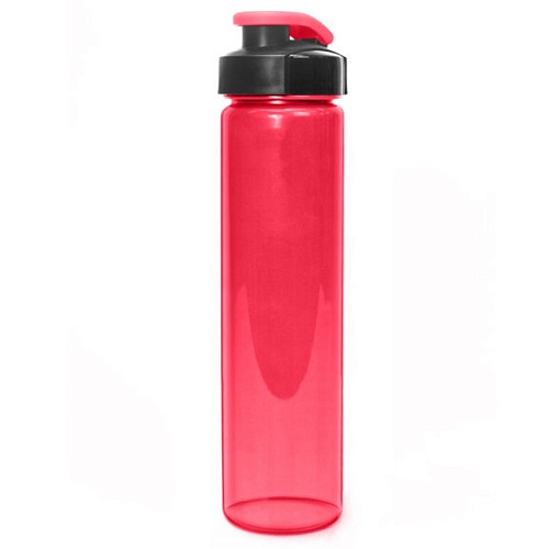 Бутылка для воды HEALTH and FITNESS, 500 ml., straight, прозрачно/красный КК0160 500_500