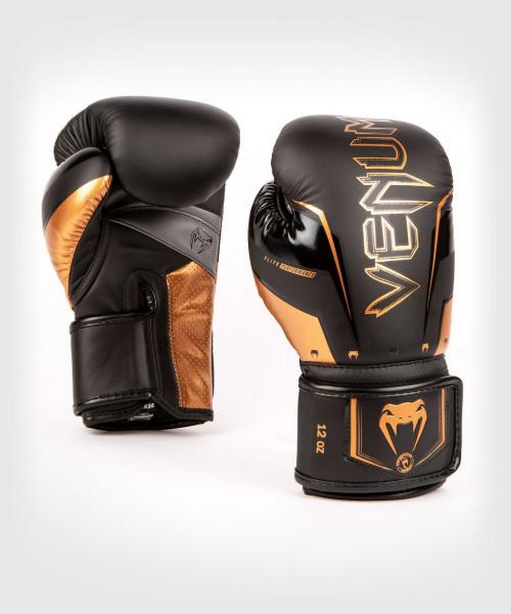 Перчатки Venum Elite Evo 04260-137-10oz черный\бронзовый 1000_1200