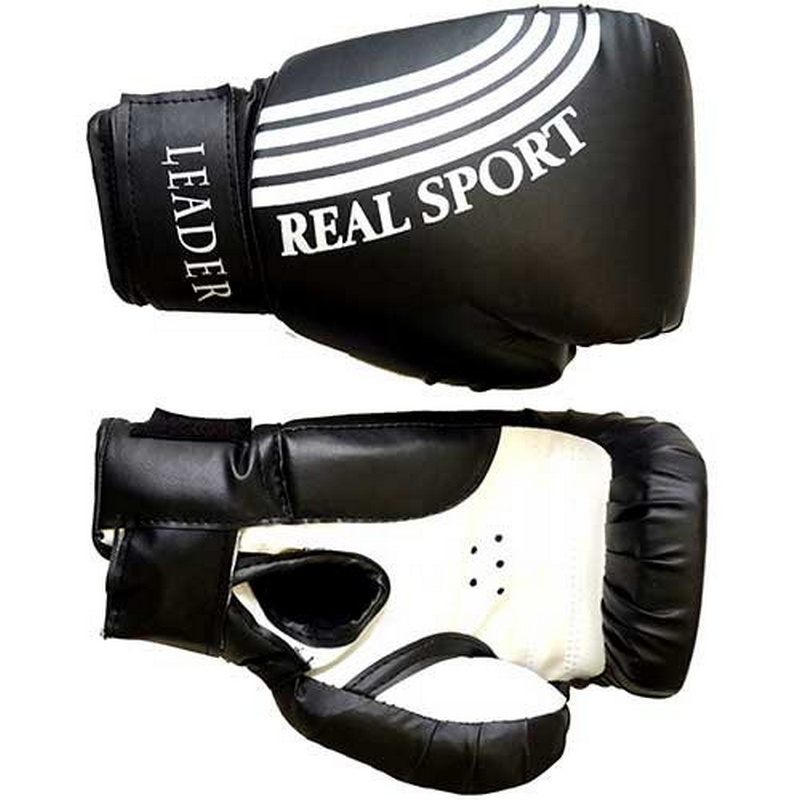 Боксерские перчатки Real Sport Leader черный 8 oz 800_800