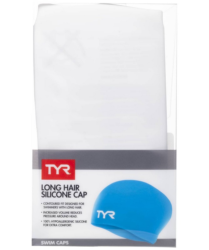 Шапочка для плавания TYR Long Hair Wrinkle-Free Silicone Cap LCSL\100 белый 667_800
