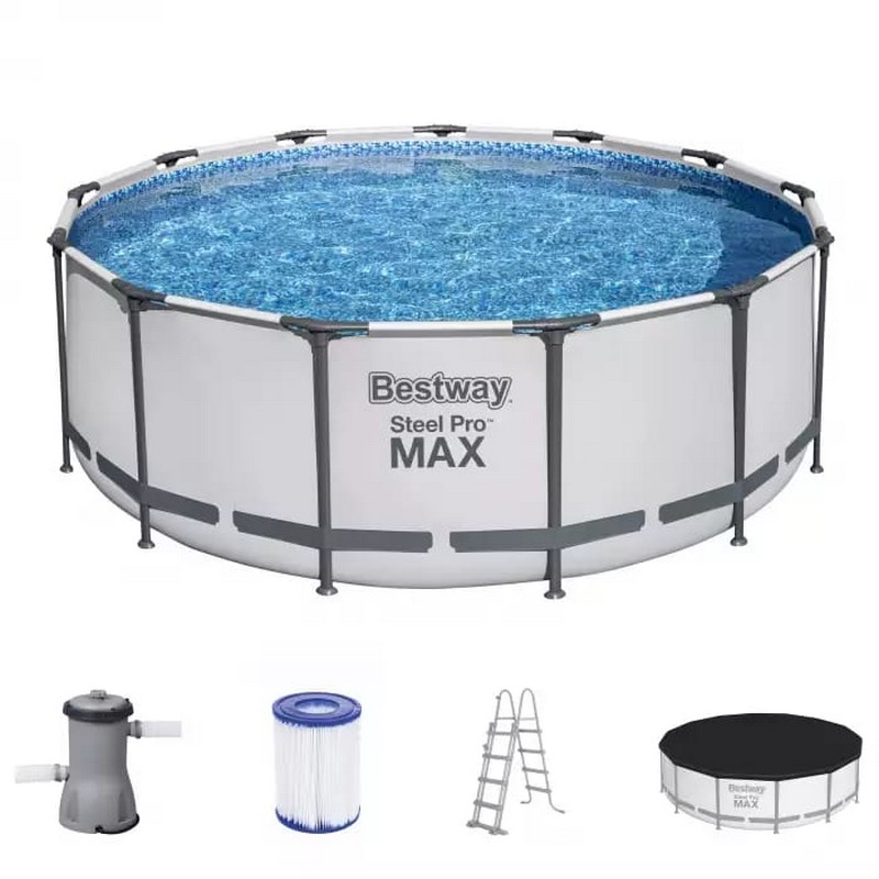 Каркасный бассейн Bestway Steel Pro Max 396x122 см (фильтр, лестница, тент) 5618W 800_800