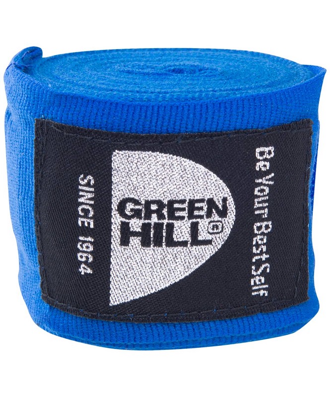 Бинт боксерский Green Hill BP-6232d, 4,5м, эластик, синий 665_800
