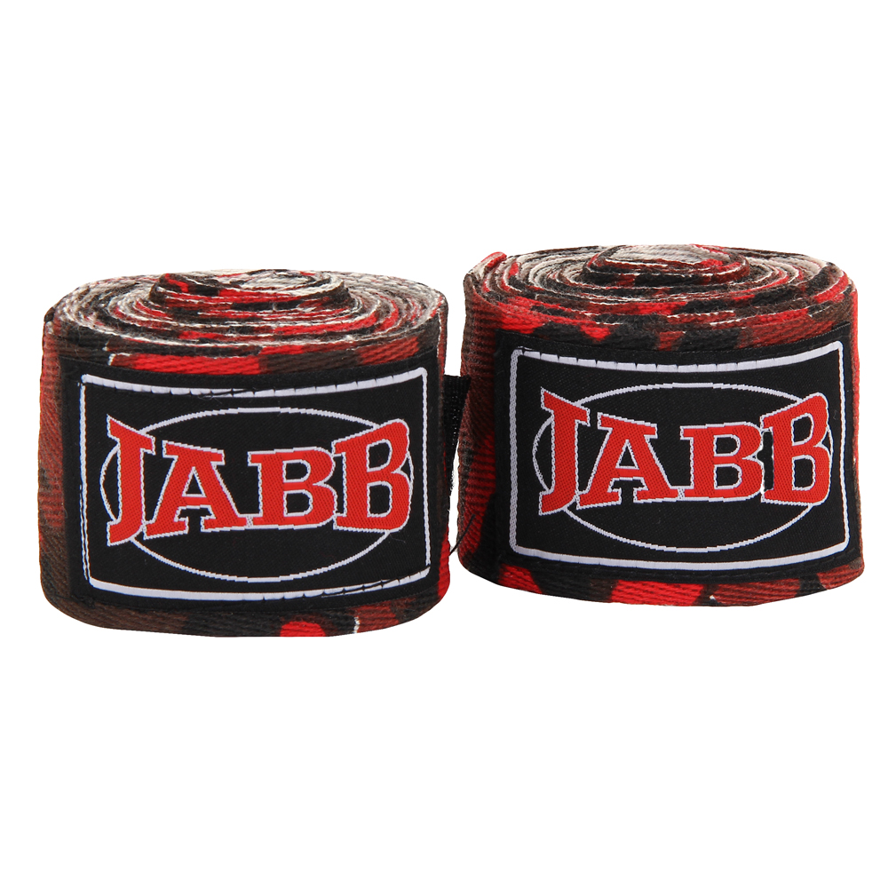 Бинты боксерские Jabb JE-3030 красный/камуфляж 3,5 м 1000_1000
