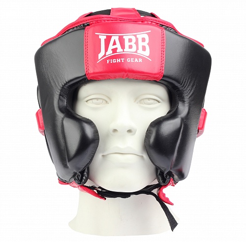 Шлем боксерский мексиканского стиля (иск.кожа) Jabb JE-6026 чер/кр 500_492