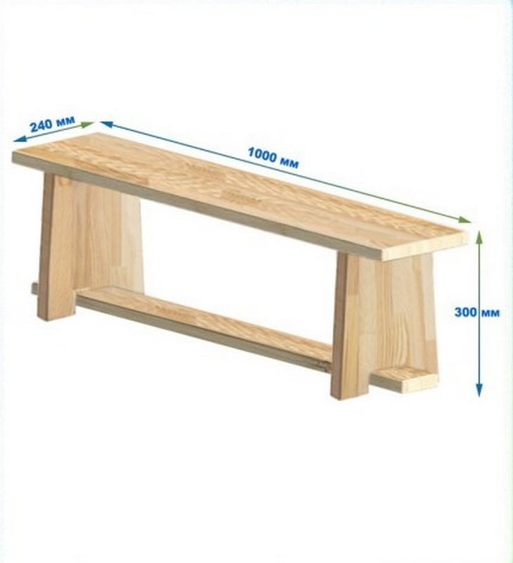 Скамейка гимнастическая 1000мм (щит.сосна) ножки дерево Dinamika 729_800