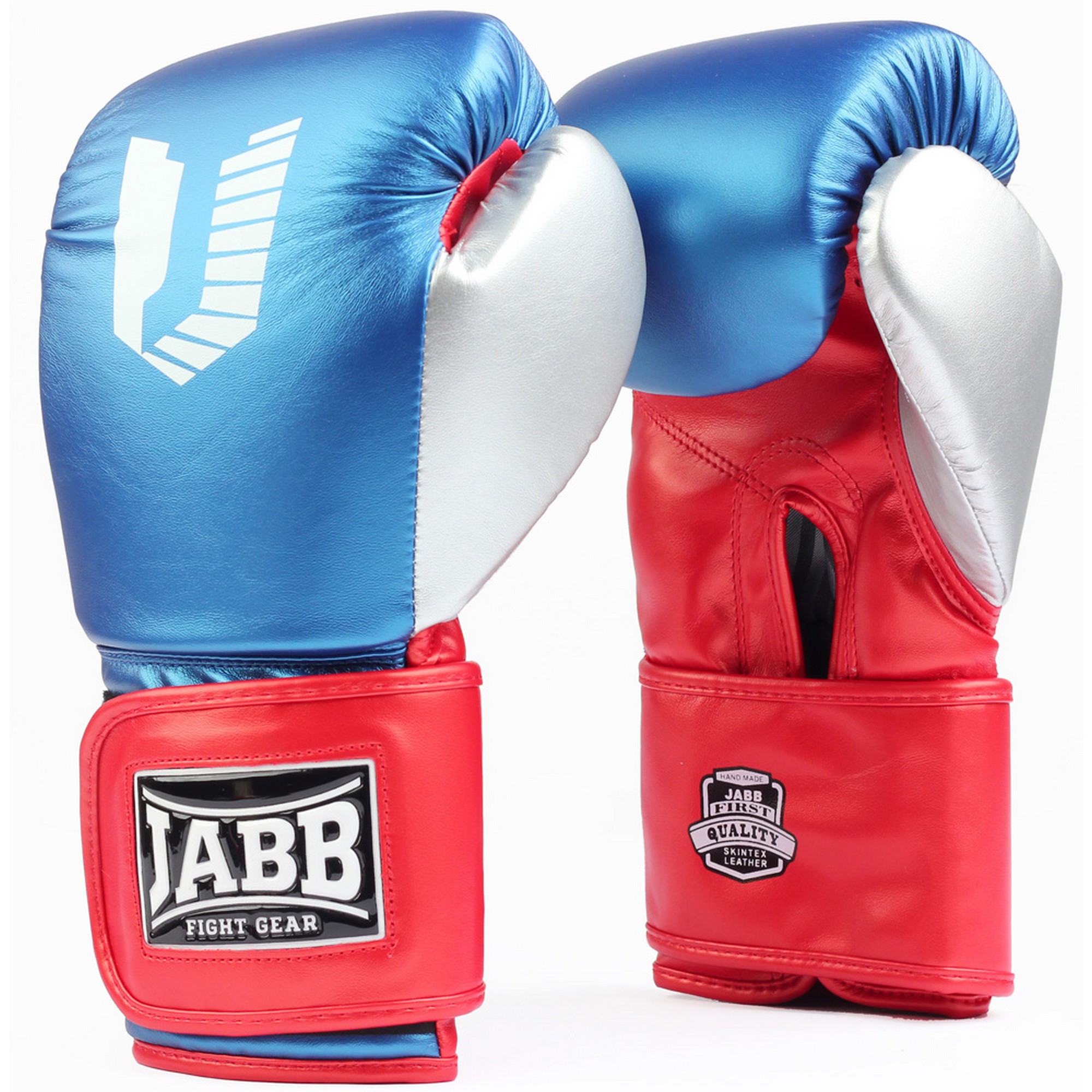Перчатки боксерские (иск.кожа) 12ун Jabb JE-4081/US Ring синий\красный\серебро 2000_2000