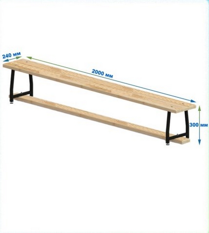 Скамейка гимнастическая 2000мм (40 мм щит.сосна) ножки метал с РО Dinamika 719_800