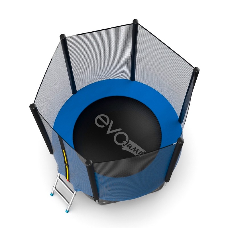 Батут с внешней сеткой и лестницей EVO Jump External 6ft+ нижняя сеть, синий 800_800