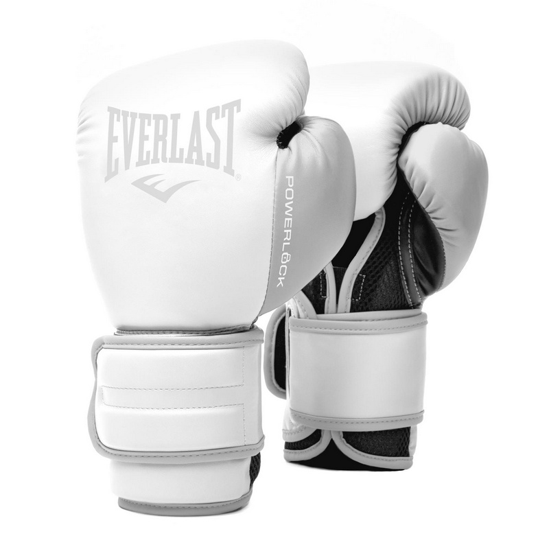 Боксерские перчатки тренировочные Everlast Powerlock PU 2 10oz бел. P00002288 800_800