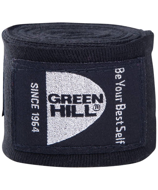 Бинт боксерский Green Hill BP-6232d, 4,5м, эластик, черный 665_800