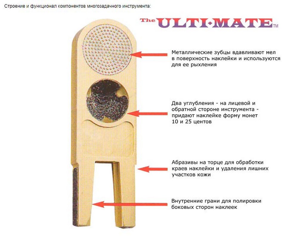 Инструмент для обработки наклейки Ulti-Mate Cue Tip Tool 04250 золото, 1 шт. 972_800