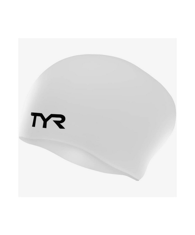 Шапочка для плавания TYR Long Hair Wrinkle-Free Silicone Cap LCSL\100 белый 665_800