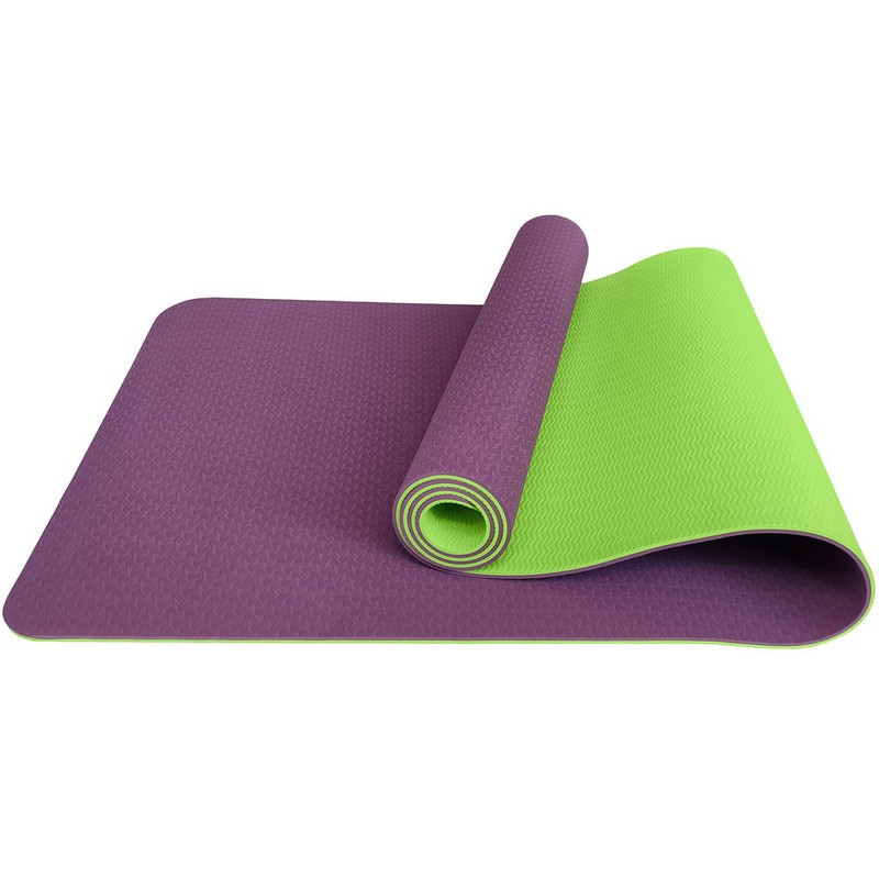 Коврик для йоги 183x61x0,6 см Sportex ТПЕ E33588 фиолетово\салатовый 800_800