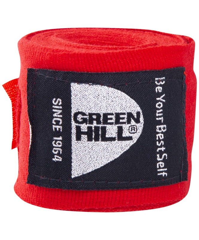 Бинт боксерский Green Hill BP-6232d, 4,5м, эластик, красный 665_800