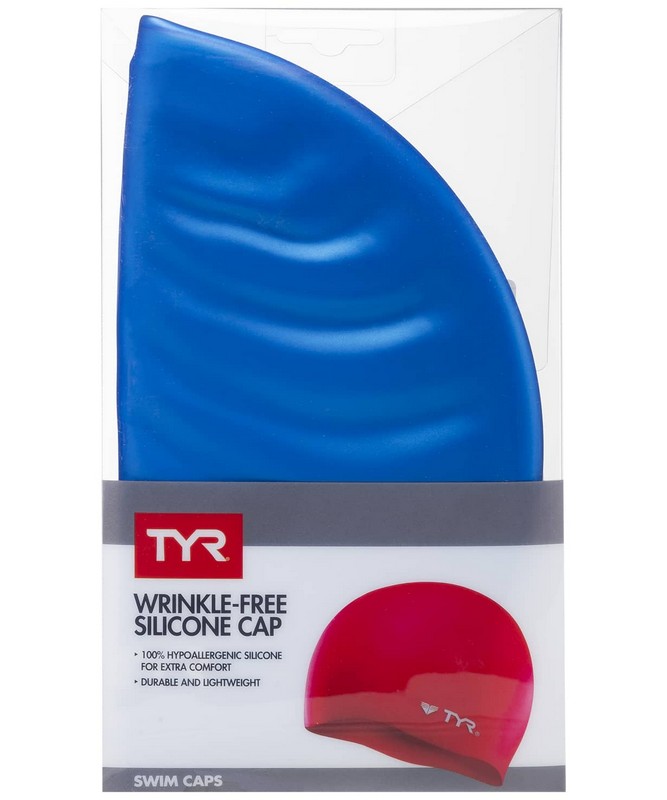 Шапочка для плавания TYR Wrinkle Free Silicone Cap LCS\420 голубой 667_800
