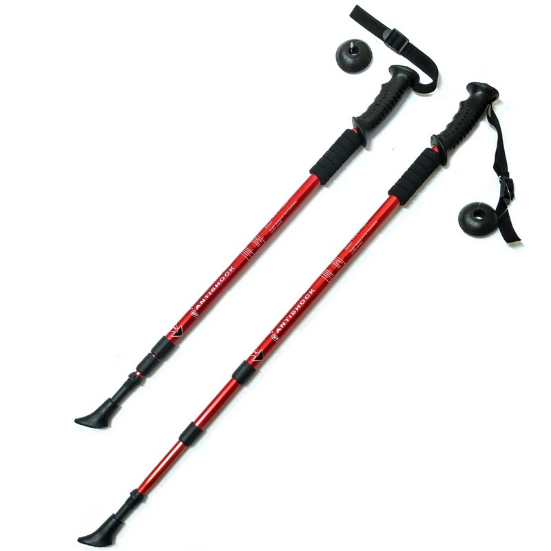 Палки для скандинавской ходьбы Sportex телескопическая, 3-х секционная F18432 красный 800_800