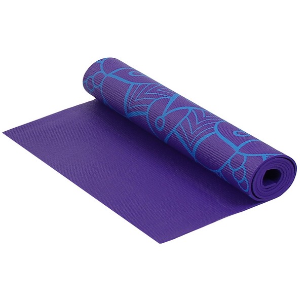 Коврик для фитнеса и йоги Larsen PVC 173х61х0,5см фиолетовый с принтом 600_600