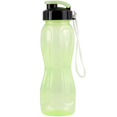 Бутылка для воды 550 мл WOWBOTTLES, шнурок в комплекте, прозрачно/зеленый КК0471 500_500