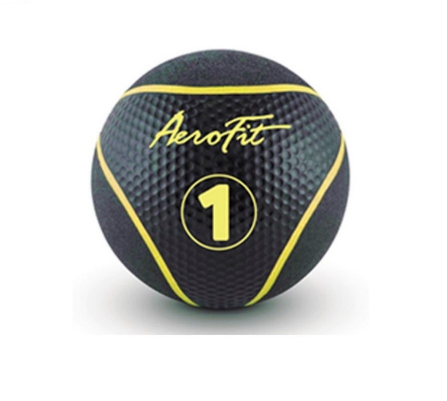 Набивной мяч 1 кг Aerofit AFMB1 черный\ желные полоски 893_800