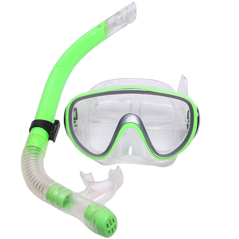 Набор для плавания маска+трубка Sportex E33110-2 зеленый, (ПВХ) 800_800