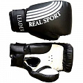 Боксерские перчатки Real Sport Leader черный 8 oz 120_120