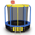 Батут Perfexo, 14FT, 427 см с сеткой, лестницей, баскетбольным кольцом и сумкой для обуви Синий-желтый 120_120