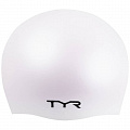 Шапочка для плавания TYR Long Hair Wrinkle-Free Silicone Cap LCSL\100 белый 120_120
