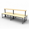 Скамейка для раздевалок со спинкой, двойная (пластик 20 мм) 150x70х80см Gefest SRSD 150/75/80 120_120