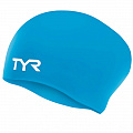 Шапочка для плавания подростковая TYR Long Hair Wrinkle-Free Silicone Cap Jr LCSJRL-420 голубой 120_120